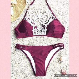 Macrame Lace Purple Bikini Med